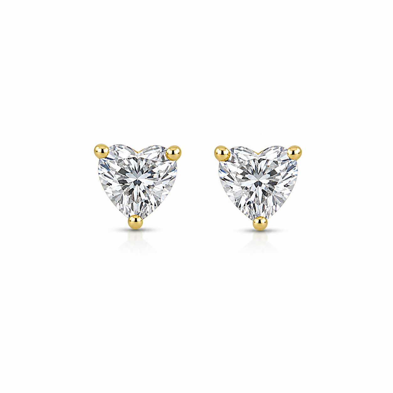 Heart Cut Crystal Stud Earrings – 14K Gold Plated