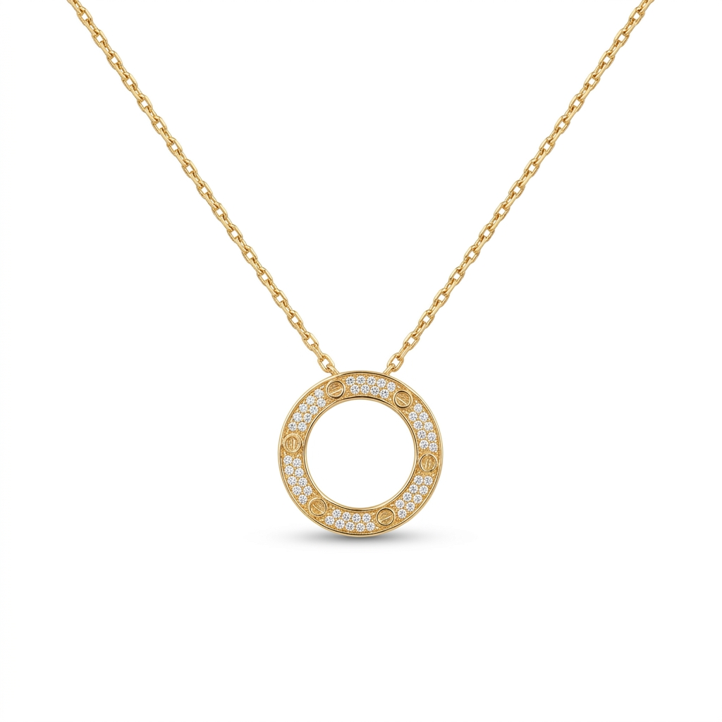 Celeste Pavé Circle Necklace