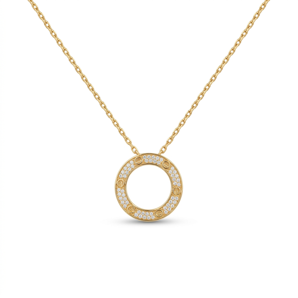 Celeste Pavé Circle Necklace