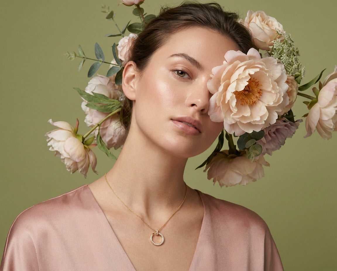 Celeste Pavé Circle Necklace