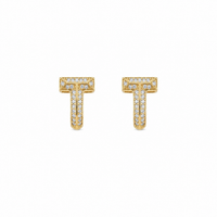 Pavé Initial T Stud Earrings