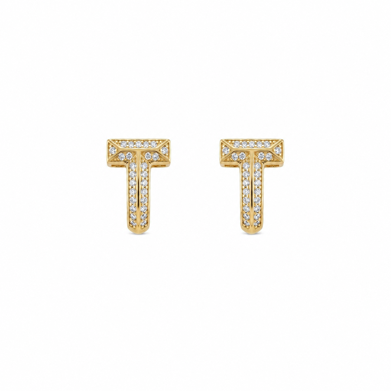 Pavé Initial T Stud Earrings