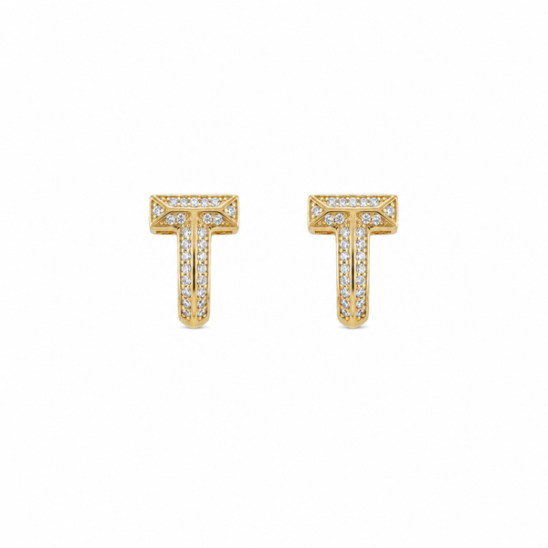 Pavé Initial T Stud Earrings