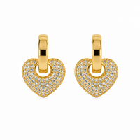 Pave Heart Huggie Hoops