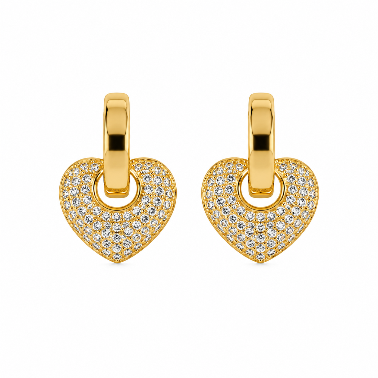 Pave Heart Huggie Hoops