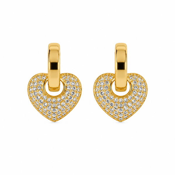 Pave Heart Huggie Hoops