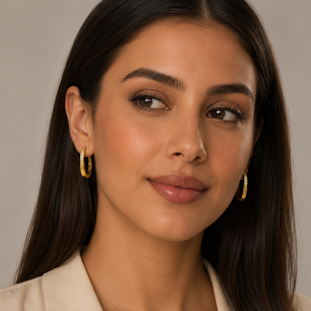 Minimal Crystal Hoop Earrings