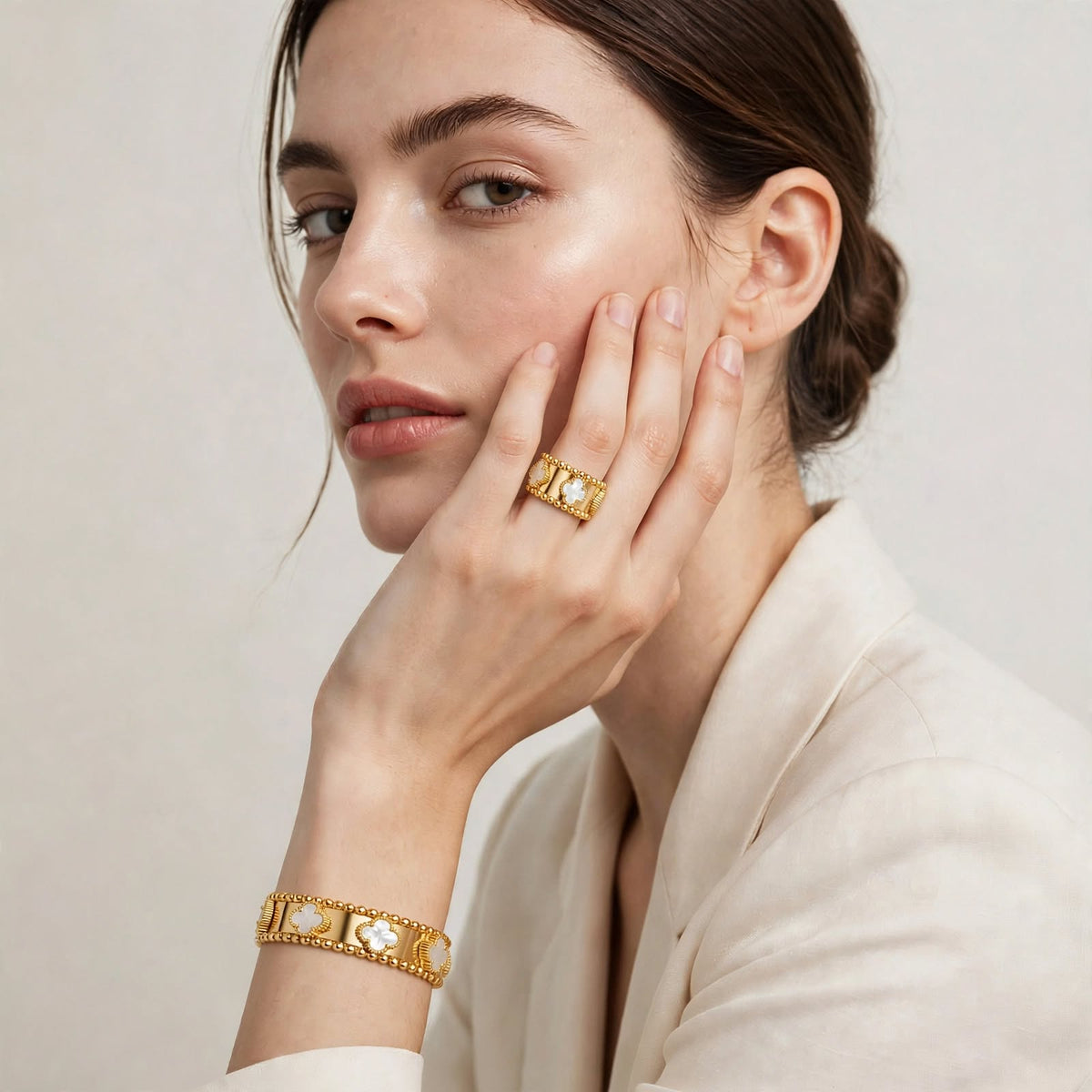 Mother-of-Pearl Clover Statement Ring