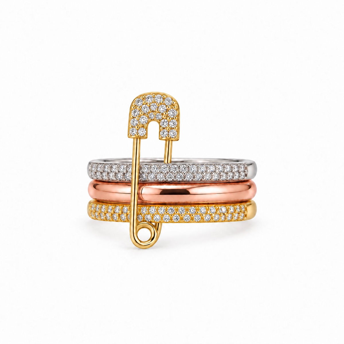 Luxe Tri-Tone Safety Pin Ring