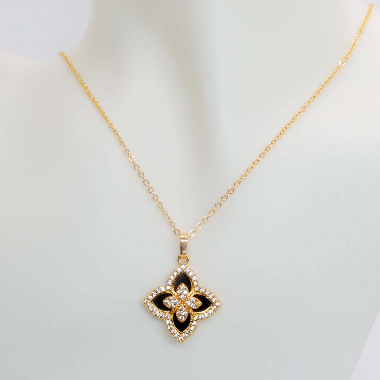Ornate Black & Gold Flora Necklace