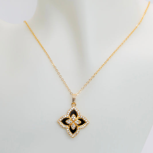 Ornate Black & Gold Flora Necklace