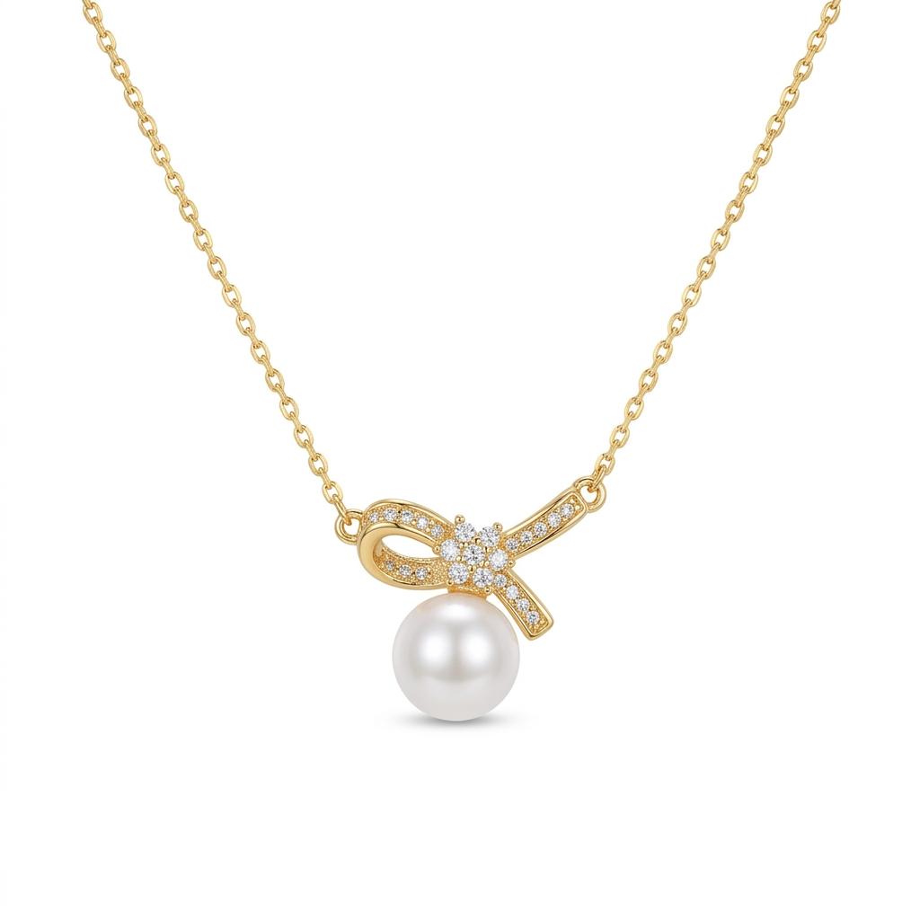Pearl Bow Pendant Necklace