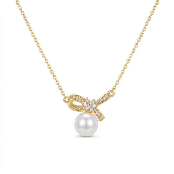 Pearl Bow Pendant Necklace