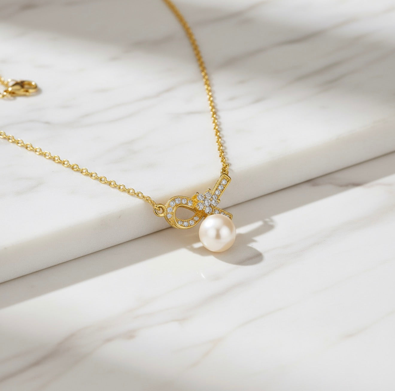 Pearl Bow Pendant Necklace