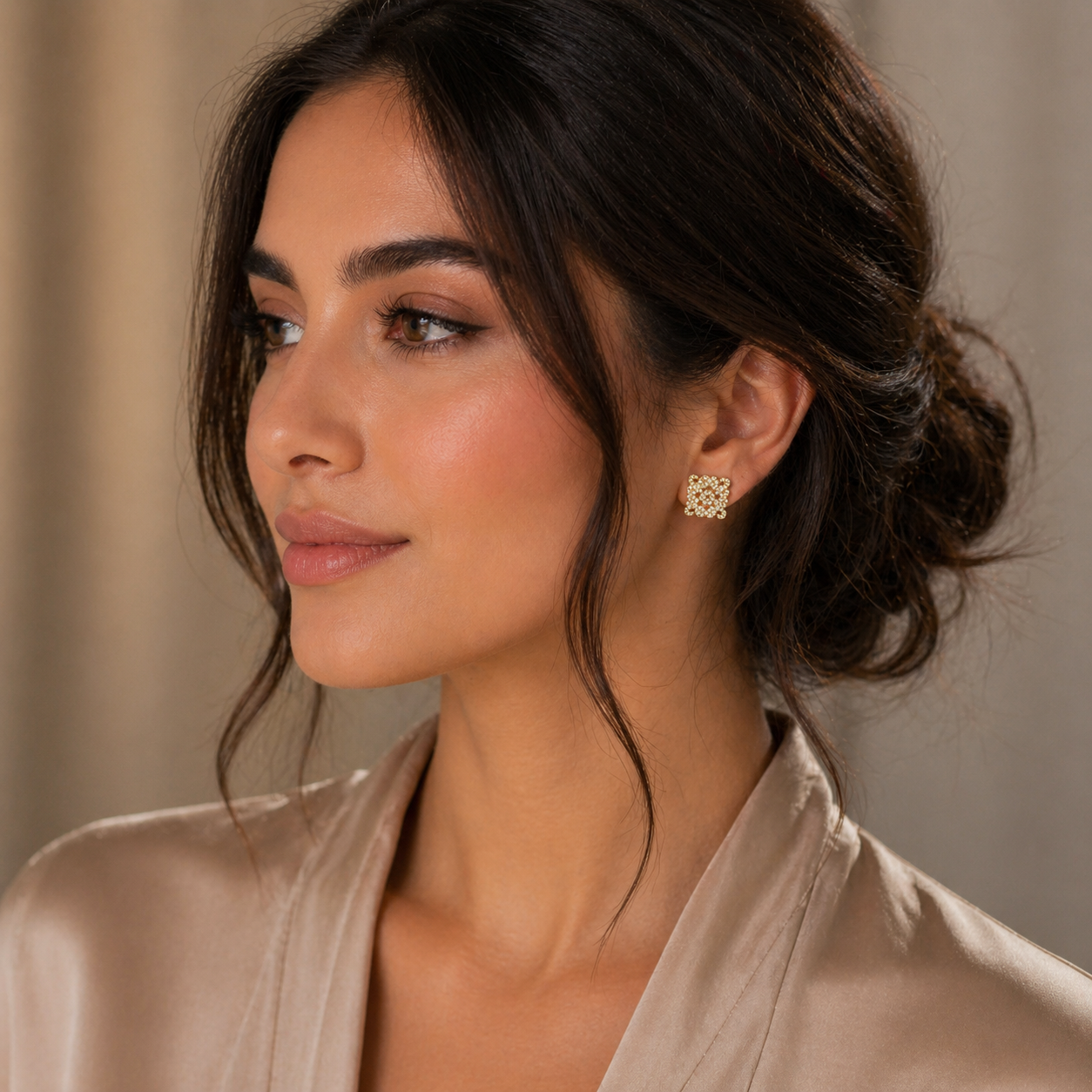 Royal Filigree Square Zircon Stud Earrings