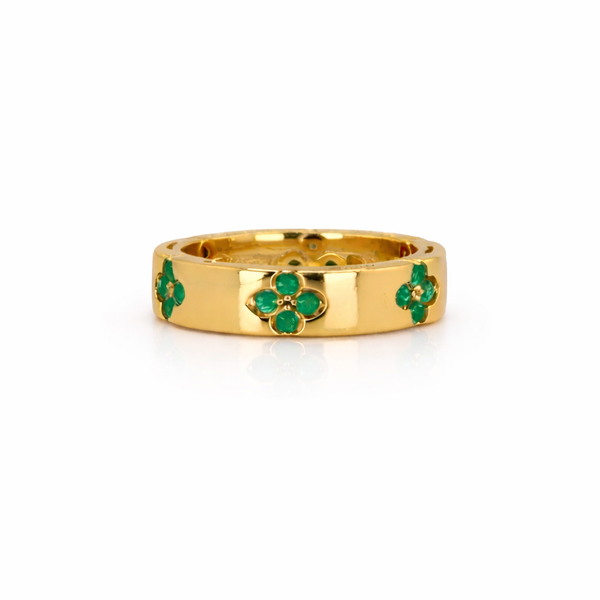 Emerald Blossom Gold Ring