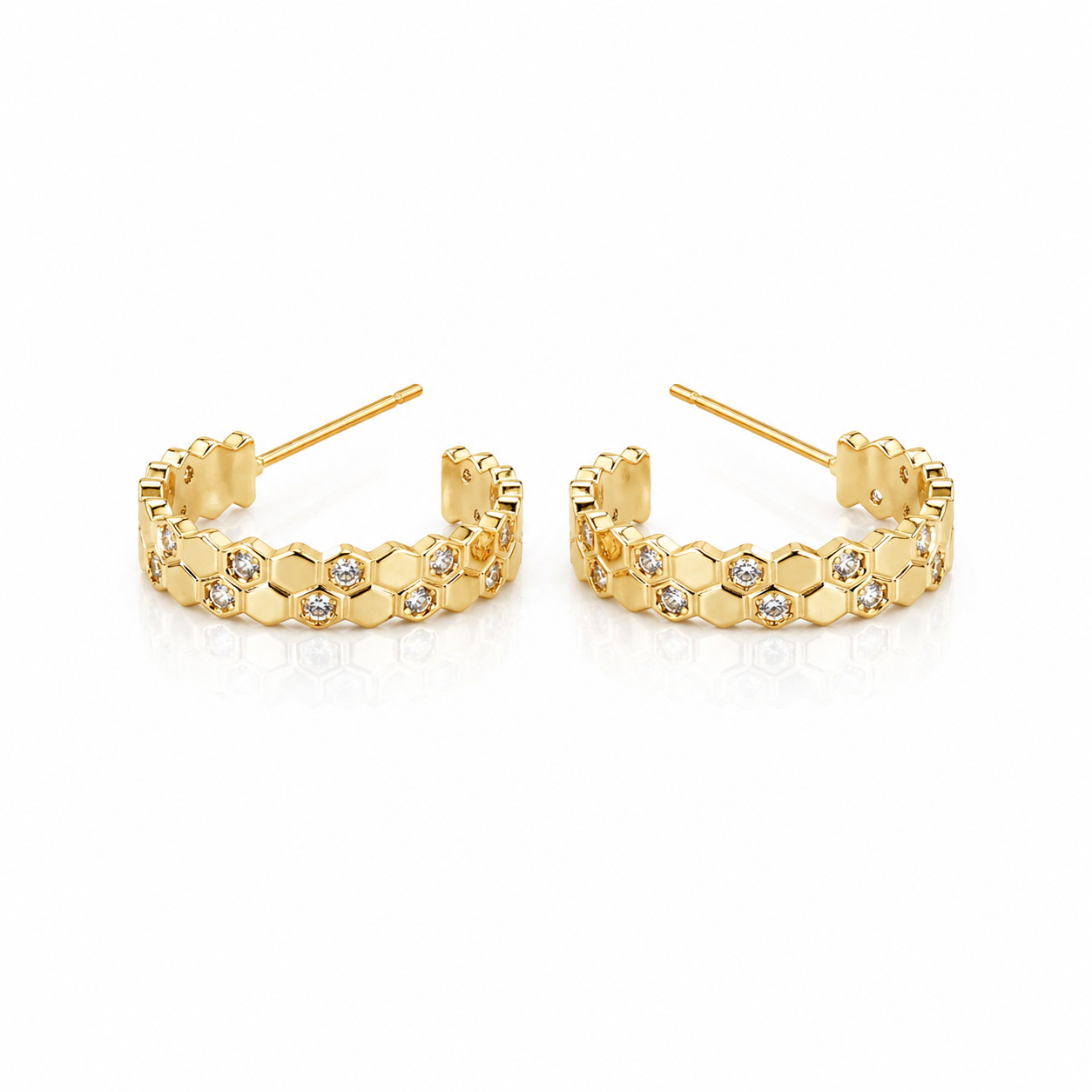 Honeycomb Zircon Hoop Earrings