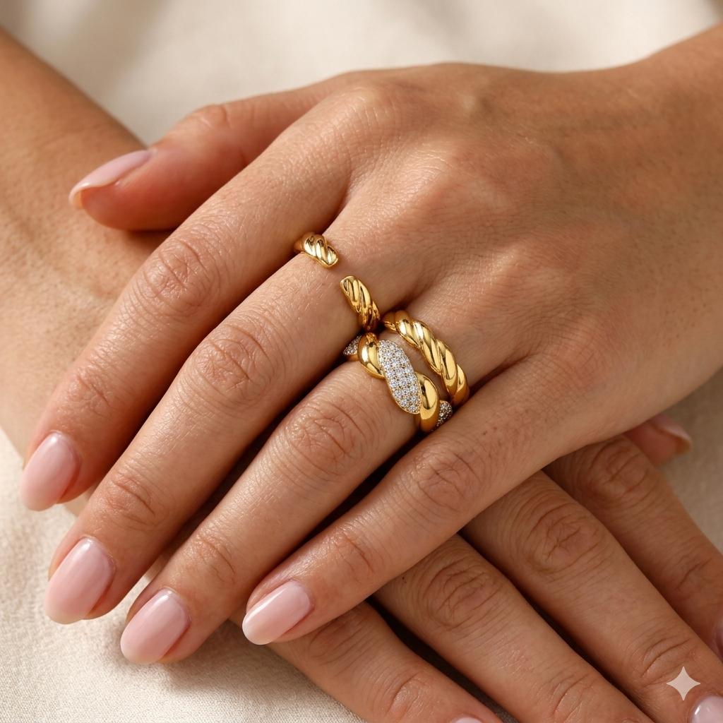 Twisted Pavé Adjustable Ring