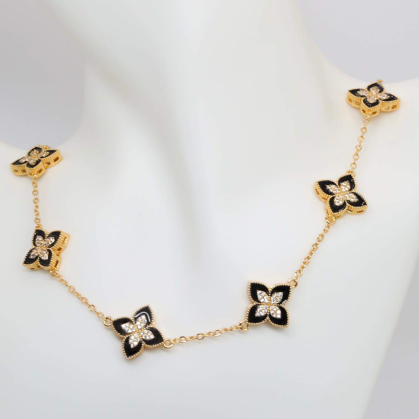 Multi Ornate Black & Gold Necklace