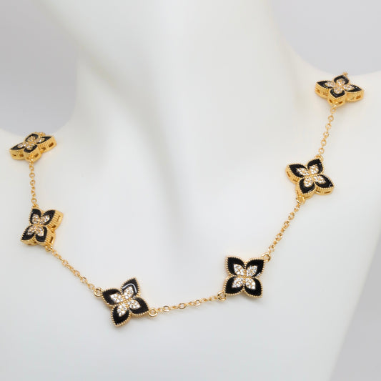 Multi Ornate Black & Gold Necklace