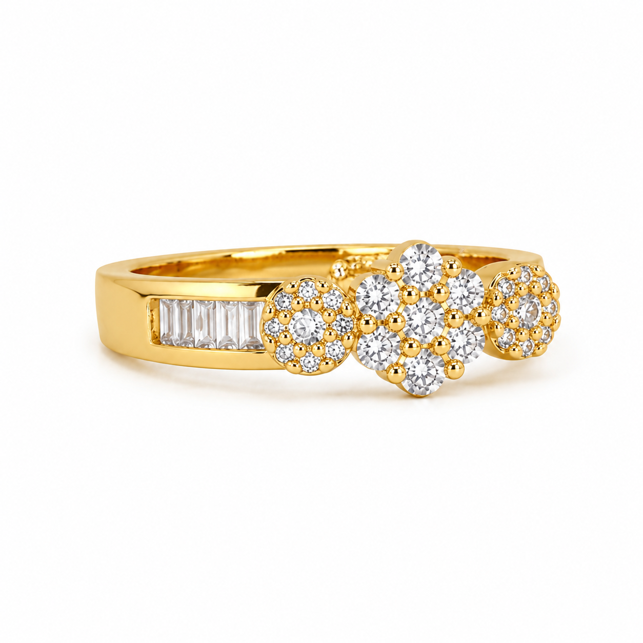 Floral Crystal Statement Ring – Size 5