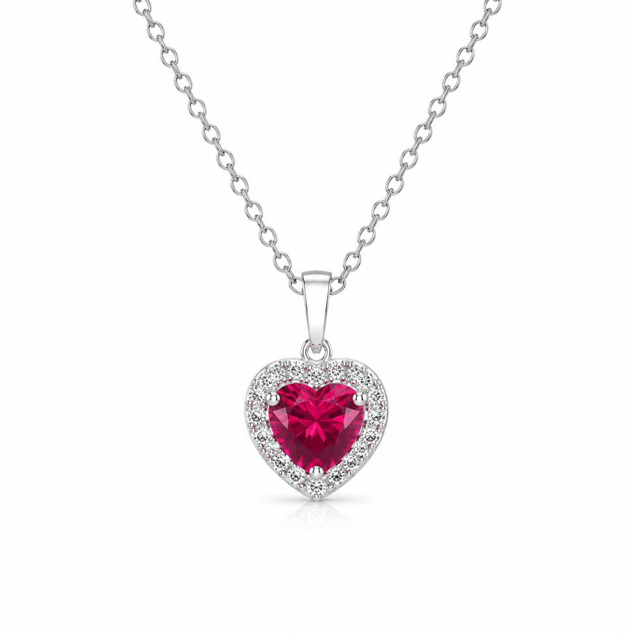 Ruby Heart Jewelry Set – 925 Sterling Silver
