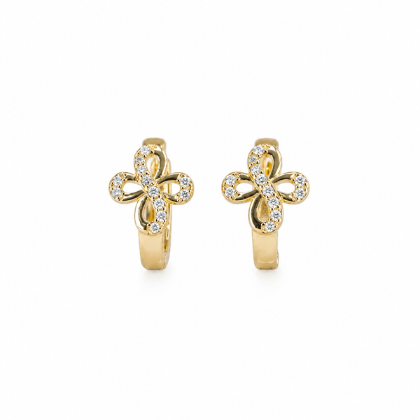 Infinity Clover Crystal Huggie Earrings