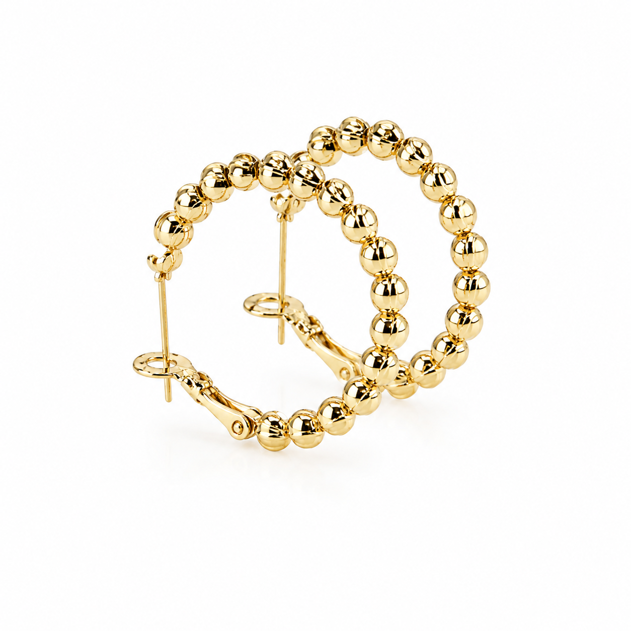 Golden Beaded Hoop Earrings