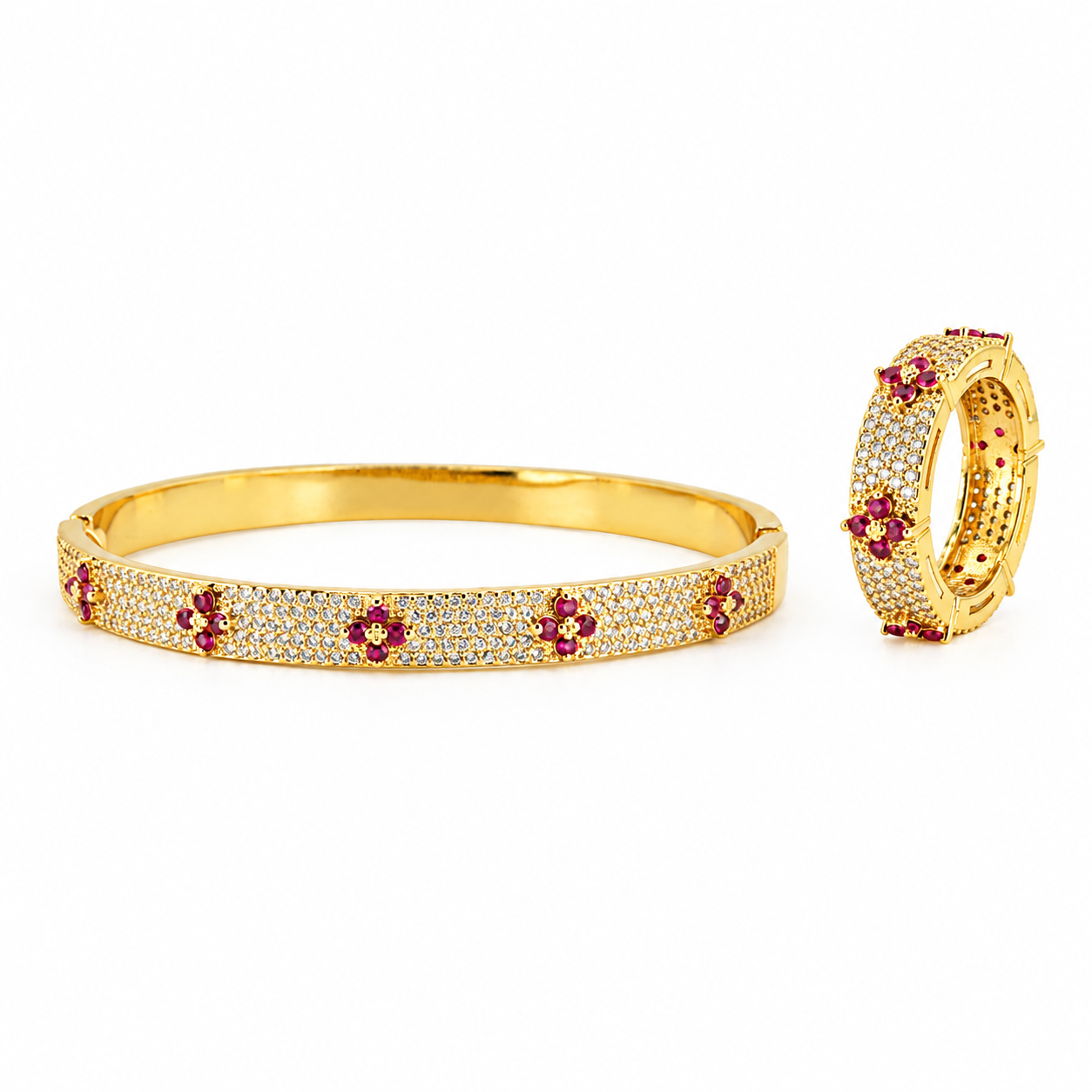 Fuchsia Fleur Pavé Bangle