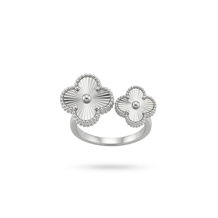 Silver Clover Duo Ring