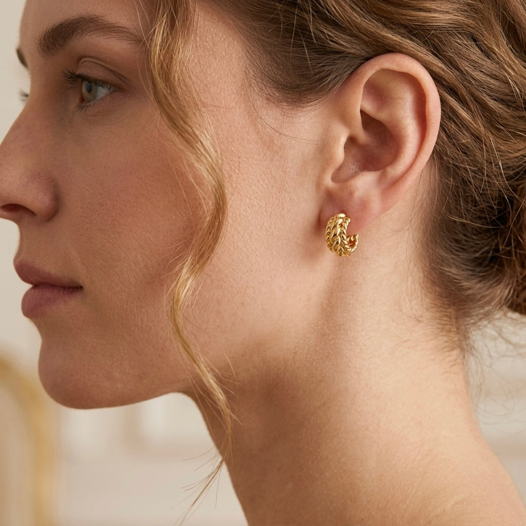 Valencia Braided Huggie Earrings