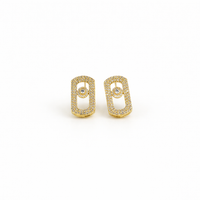 Crystal Rectangular Link Stud Earrings
