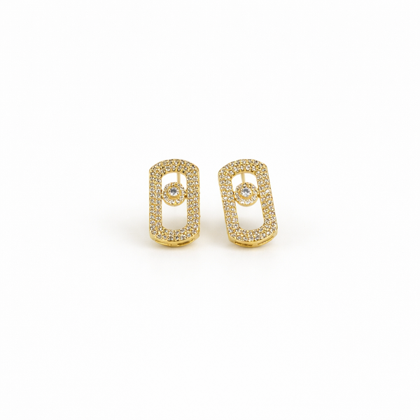 Crystal Rectangular Link Stud Earrings
