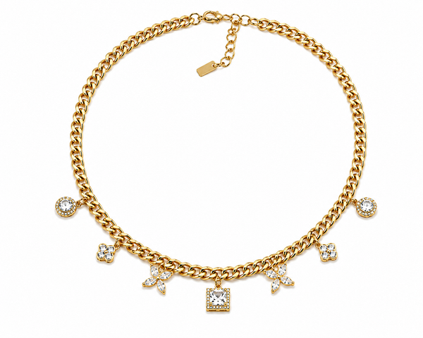 Crystal Bloom Charm Necklace