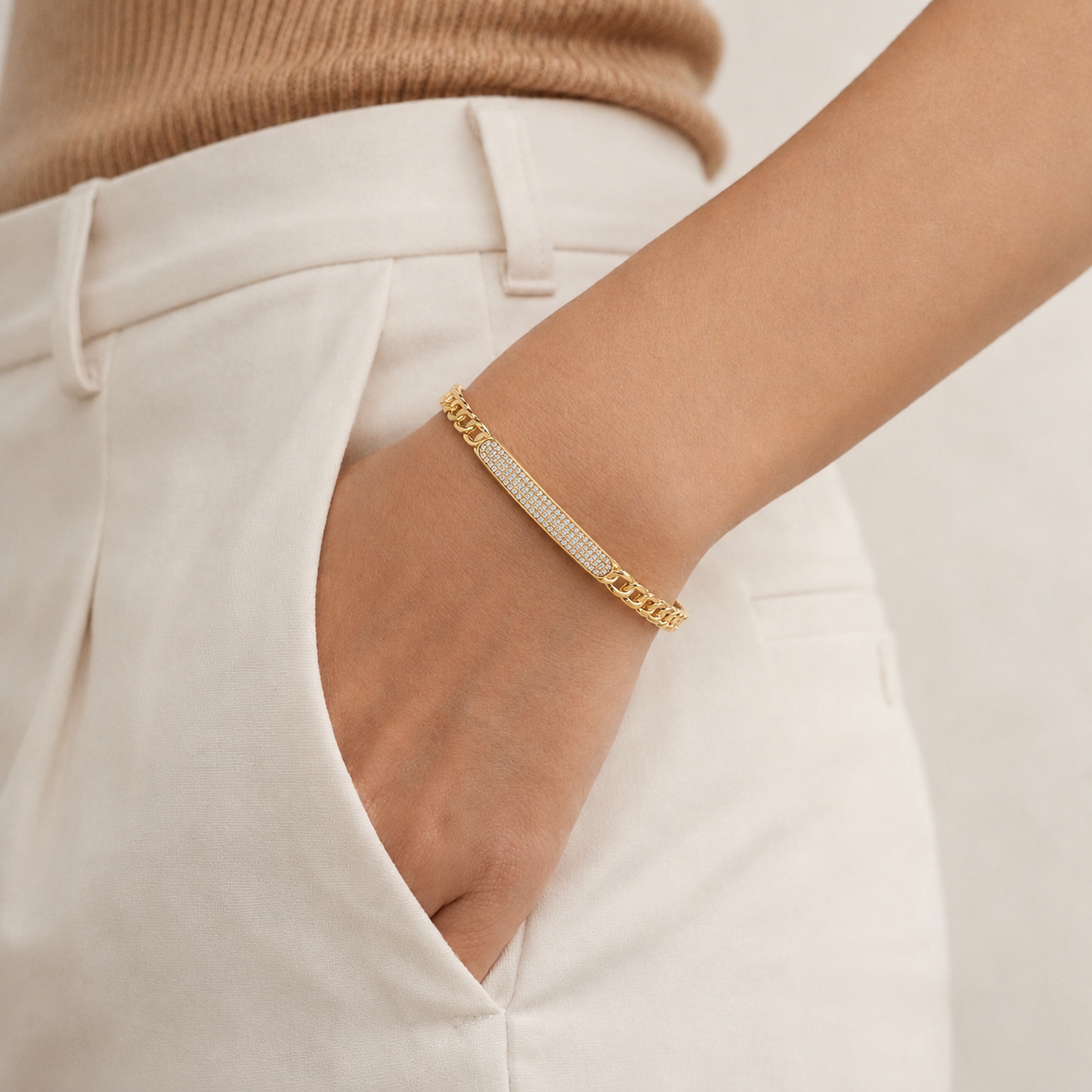 Celeste Pavé Chain Cuff Bracelet