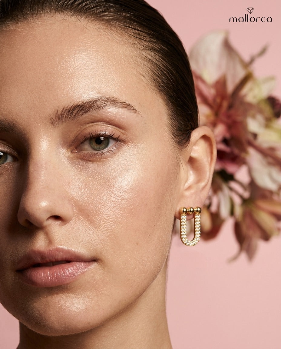 Crystal U-Link Stud Earrings