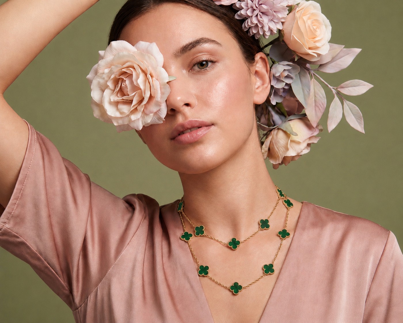 Emerald Clover Layered Necklace