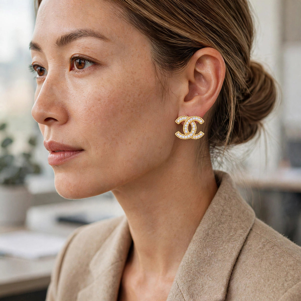 Double C Braided Stud Earrings