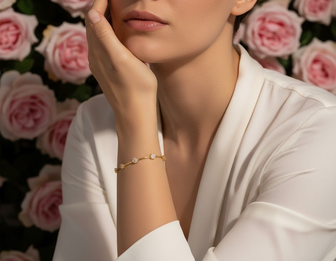 Crystal Blossom Gold Bracelet