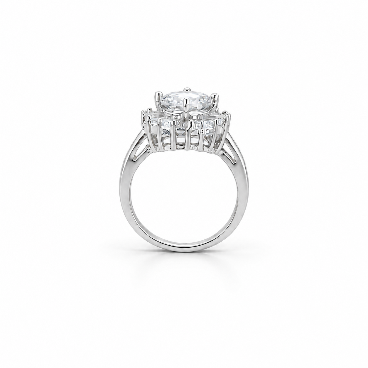Silver Radiance Halo Ring