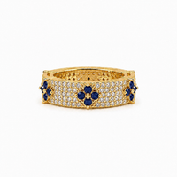 Navy Fleur Pavé Ring