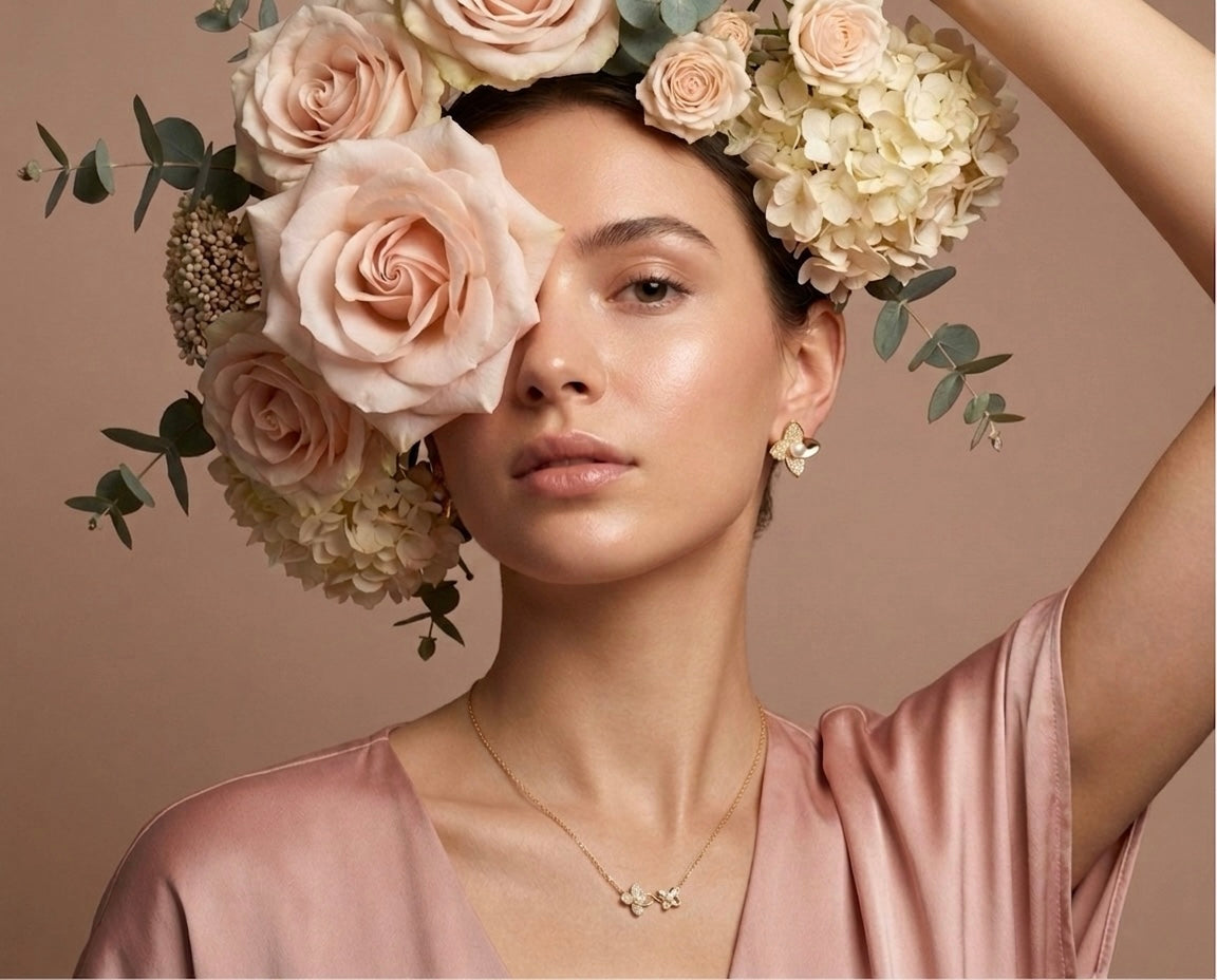 Double Flower Pendant Necklace