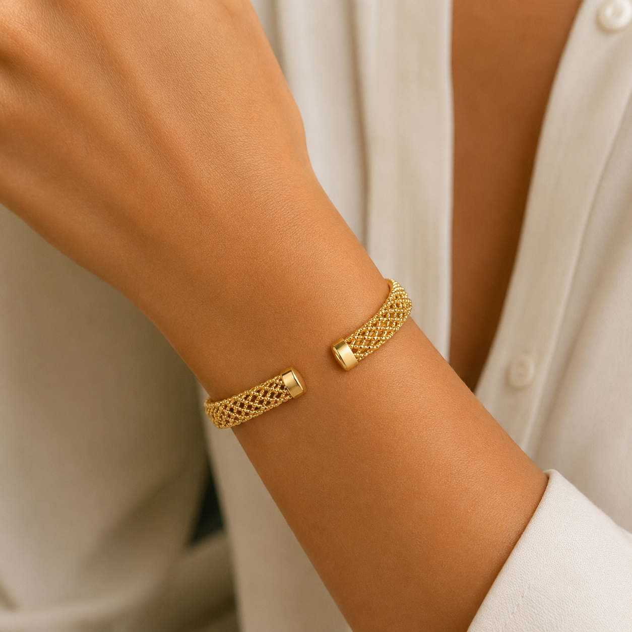 Aurora Mesh Open Cuff Bracelet