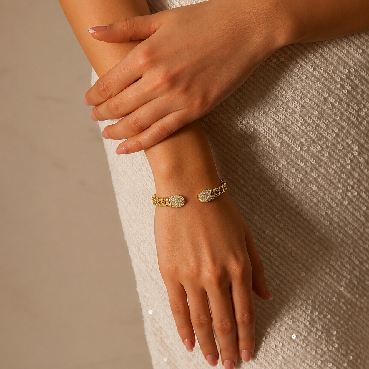 Valencia Pavé Chain Cuff Bracelet