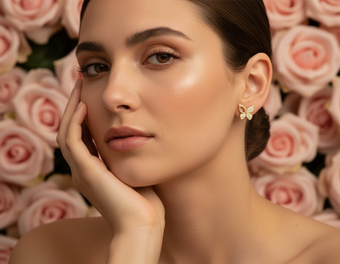 Crystal Butterfly Stud Earrings