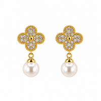 Aurelia Crystal Pearl Drop Earrings
