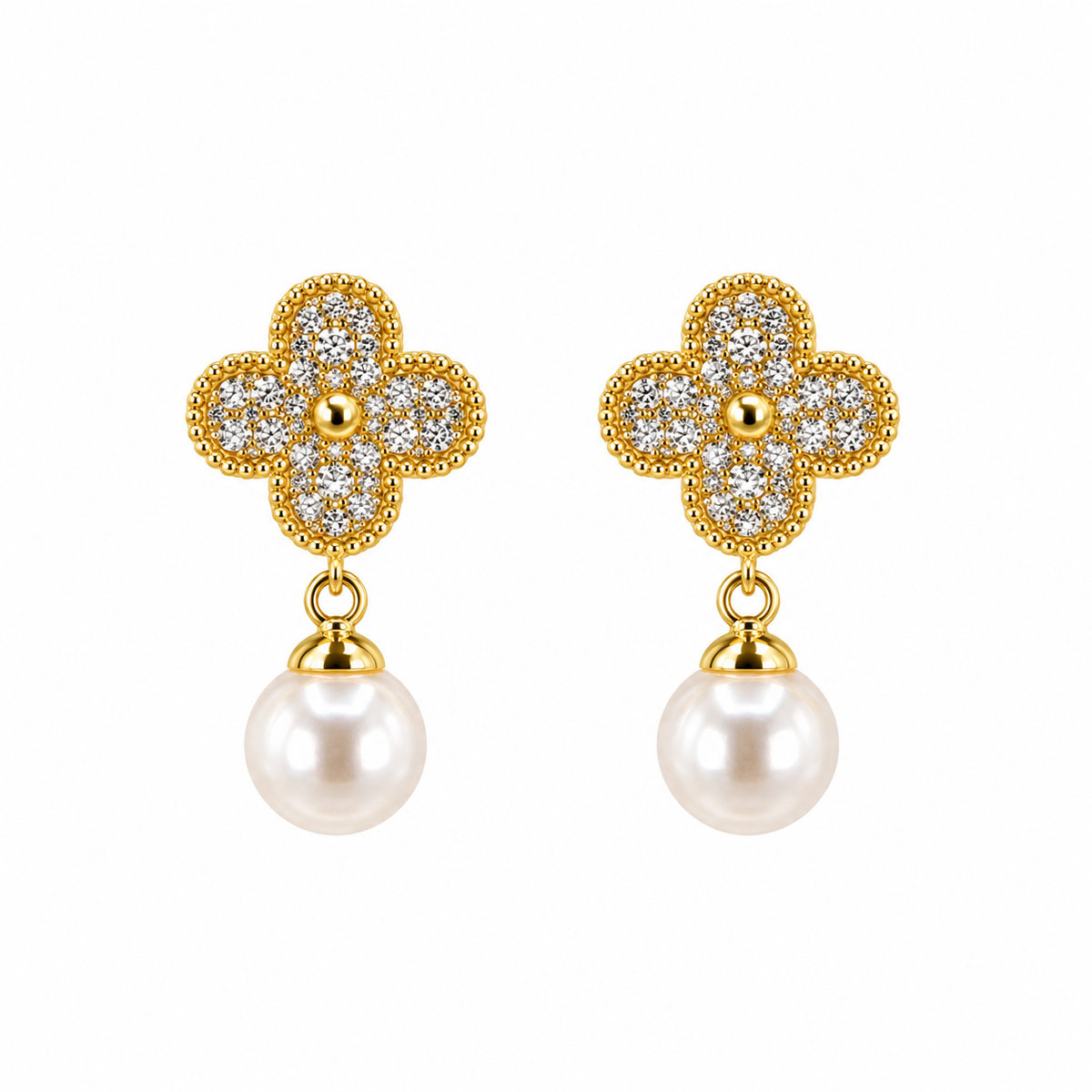 Aurelia Crystal Pearl Drop Earrings