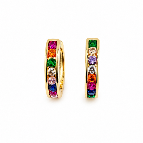 Rainbow Gem Hoop Earrings