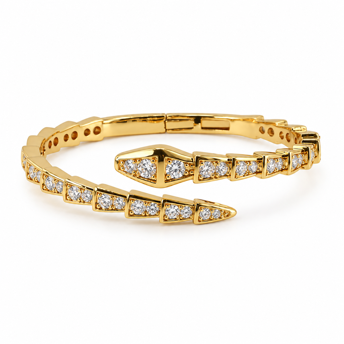 Gold Serpent Pavé Cuff Bracelet