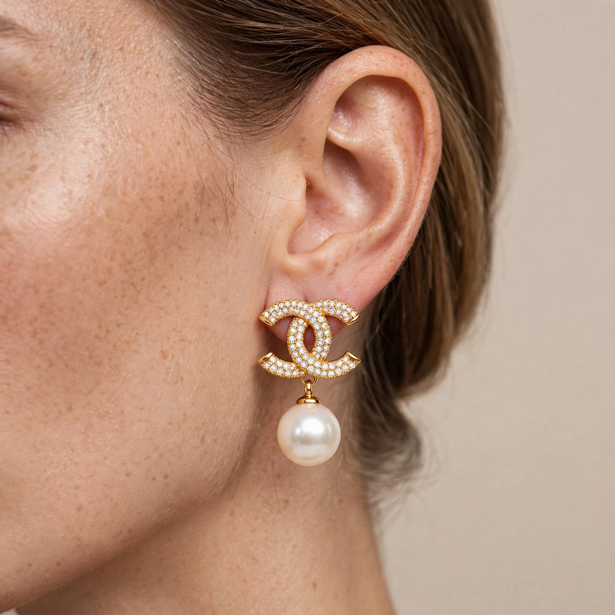 Luxe Gold Zircon & Pearl Drop Earrings